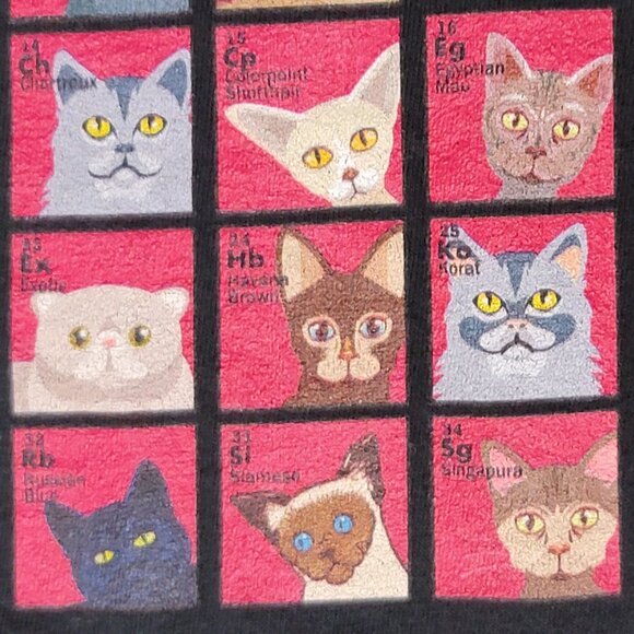 Black Periodic Table of Cats Short Sleeve Tee Shirt - M - Picture 10 of 13